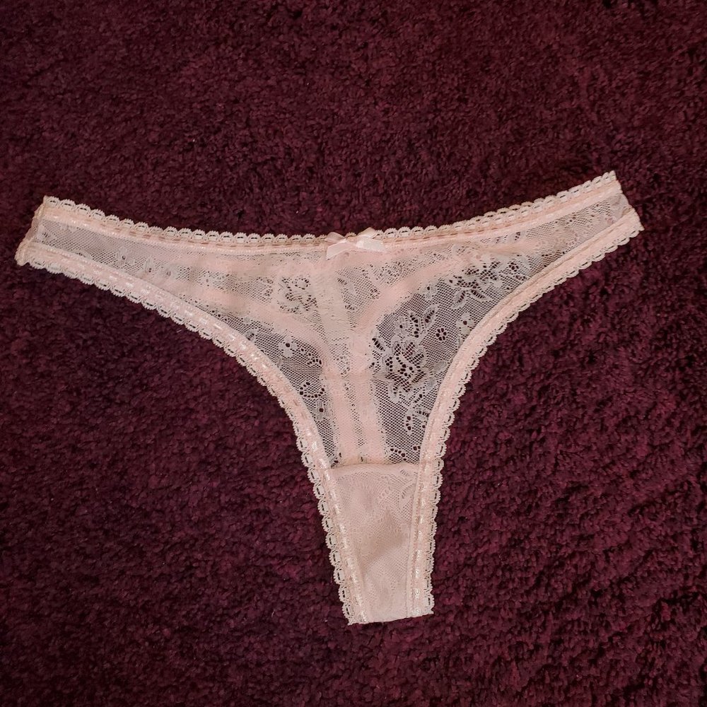 Pink Lace Thong Size Large